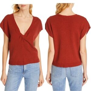 NWT $228 Joie Alenah Twist V Neck Sweater in Rum Nordstrom